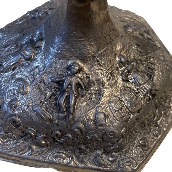 Vintage Hand Chase Silver Plated Barbour & Other Dutch Repousse Candlesticks - Picture 11 of 16